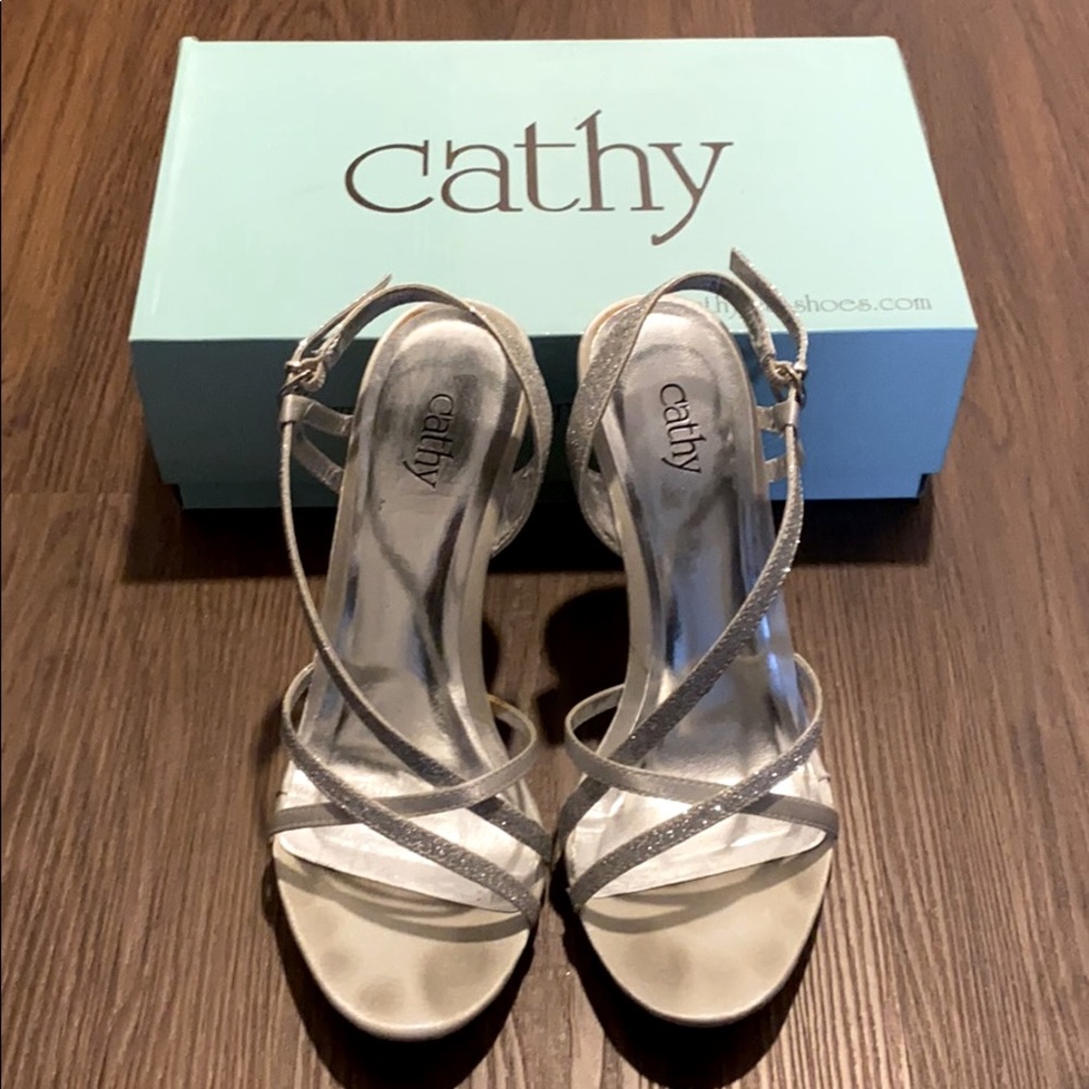 Comfy open toe glitter heels